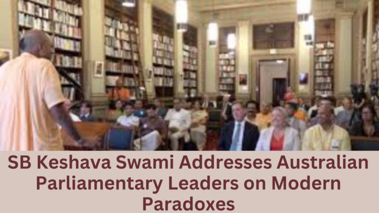 SB Keshava Swami Addresses Australian Parliamentary Leaders on Modern Paradoxes